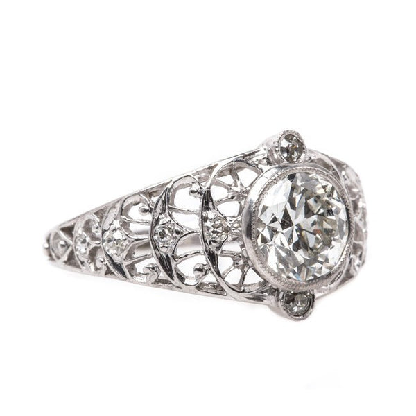 Delicate and Feminine Platinum Edwardian Engagement Ring with Diamonds | Notting Hill from Trumpet & Horn