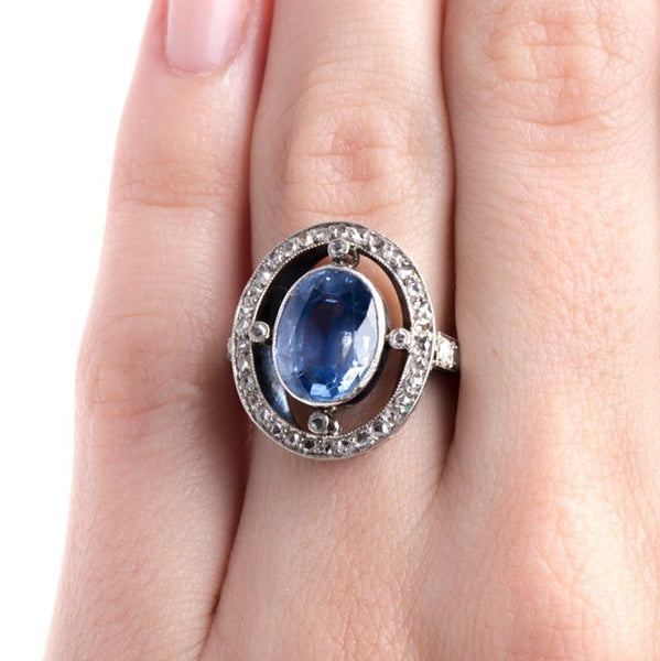Late Art Deco Engagement Ring with Sri Lankan Sapphire | Pacifica from Trumpet & Horn