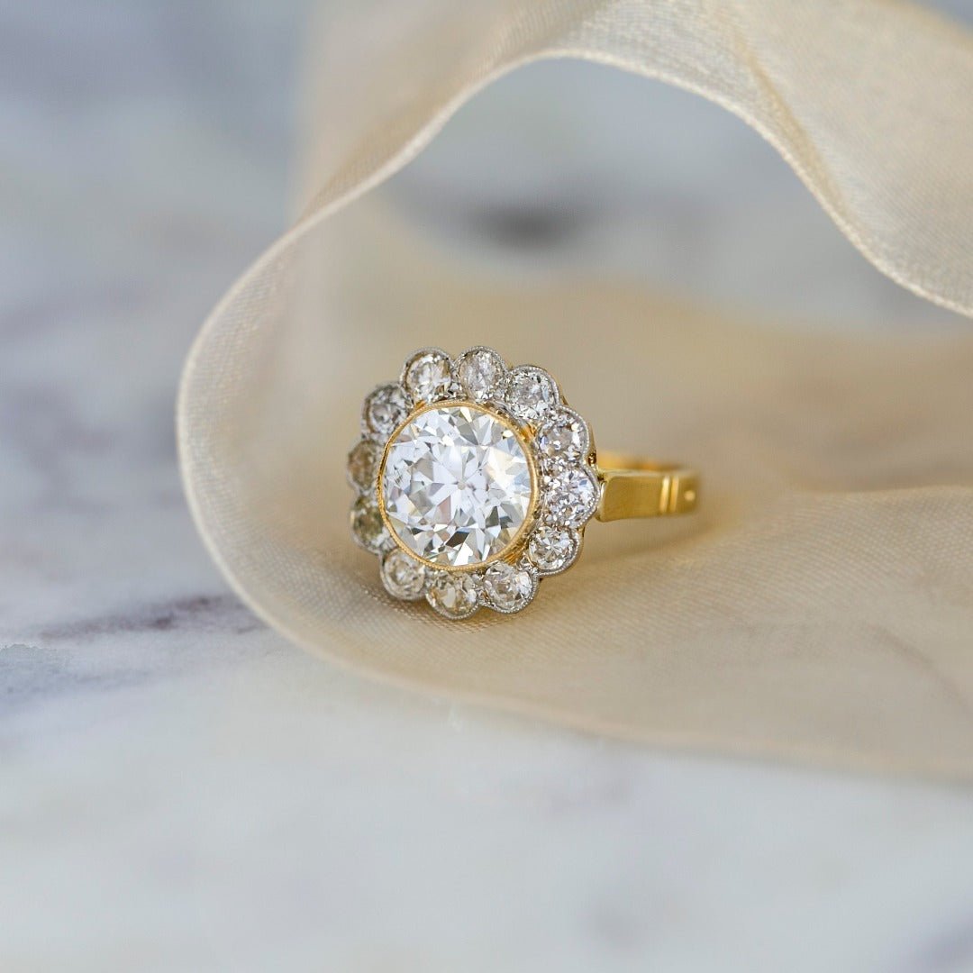 Antique Edwardian 3.54ct Old European Cut Diamond Halo Ring | Peterborough