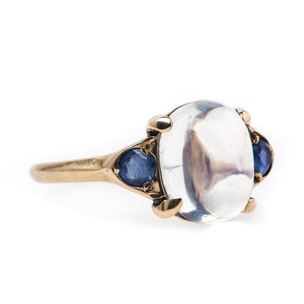 Dreamy Authentic Victorian Era Moonstone Ring with Natural Sapphires | Rancho Mirage from Trumpet & Horn
