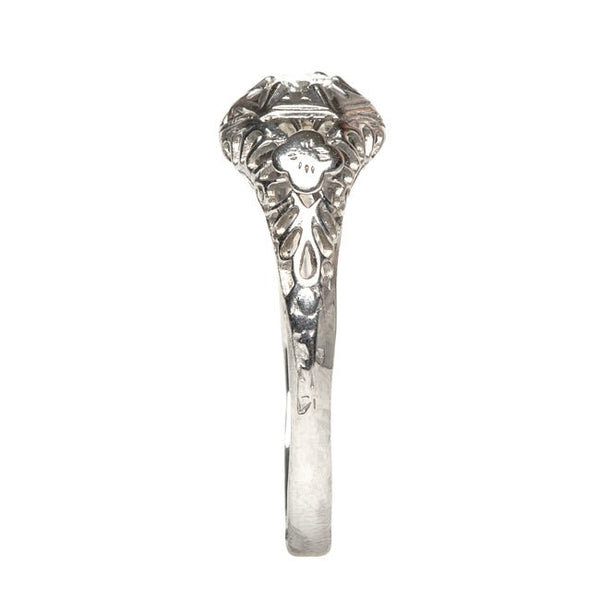 Remerton Vintage Edwardian 18k White Gold Engagement Ring | Trumpet & Horn