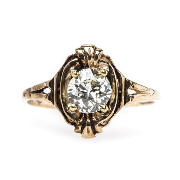 Warm Old European Cut Diamond Engagement Ring in Original Vintage Mounting | Park Royal from Trumpet & Horn