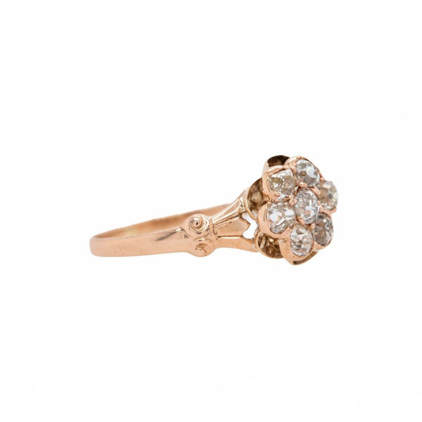 Sweet & Rosy Victorian Diamond Cluster Engagement Ring | Roseboro