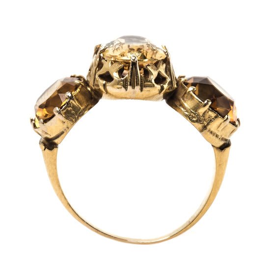 Fabulous Victorian Era Three Stone Yellow Citrine Ring | Sawmill from Trumpet & Horn