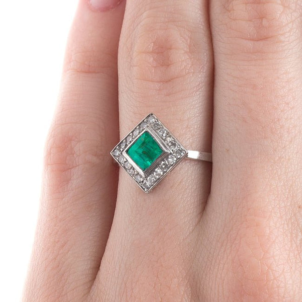 Delightful Emerald and Diamond Art Deco Engagement Ring | Shamrock from Trumpet & Horn