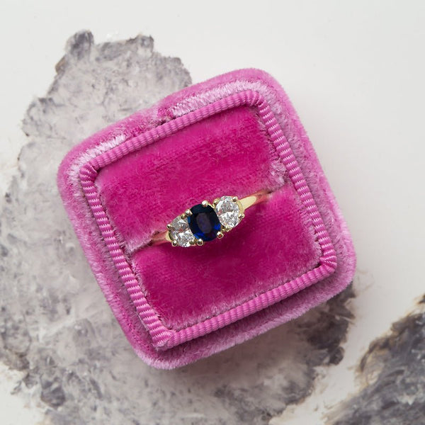 Timeless Three-Stone Engagement Ring with Sapphire Center | Shell Harbor from Trumpet & Horn