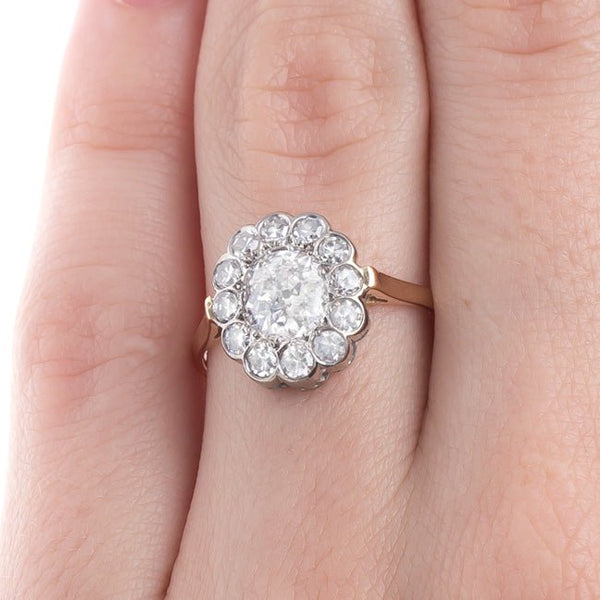 Gift Her An Exceptional Vintage Oval Diamond Halo Ring | Short Hills from Trumpet & Horn
