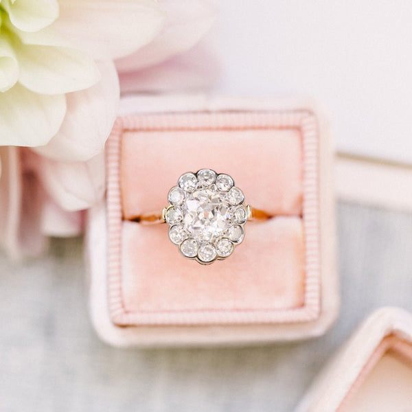 Vintage Diamond Halo Ring from Trumpet & Horn | Photo by Sarah Goss
