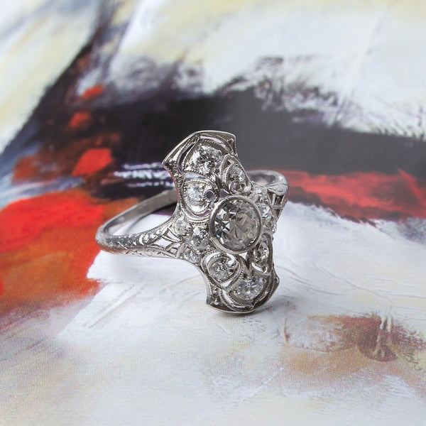 Impressive Edwardian Navette Engagement Ring | Stony Point from Trumpet & Horn
