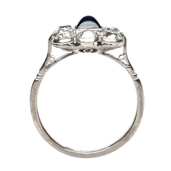 Glamorous Edwardian Platinum Sapphire Engagement Ring | Sugar Beach from Trumpet & Horn