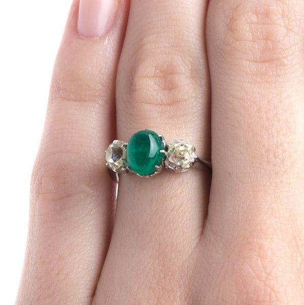 Art Deco Three Stone Ring with Emerald Center | Sunswept from Trumpet & Horn