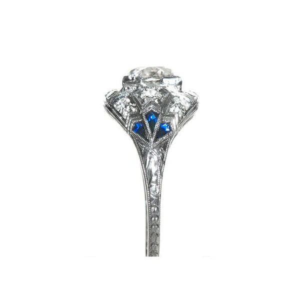 Vintage Art Deco Engagement Ring | Vintage Diamond and Sapphire Ring 