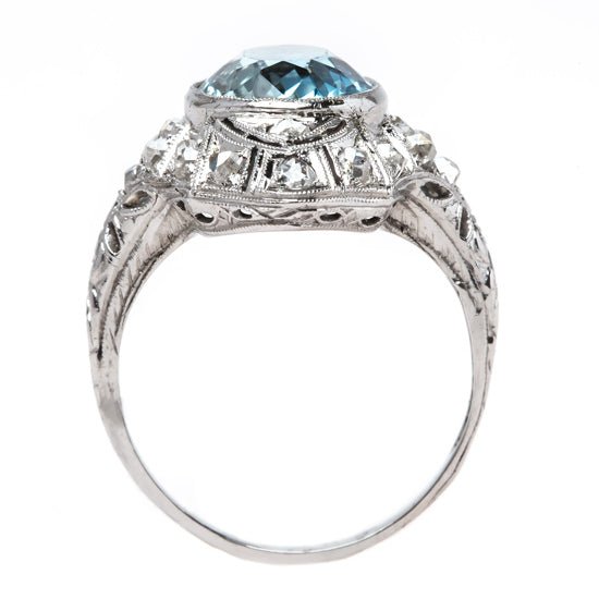 Alluring Navette Style Cocktail Ring with Ocean Blue Aquamarine | Tahiti from Trumpet & Horn