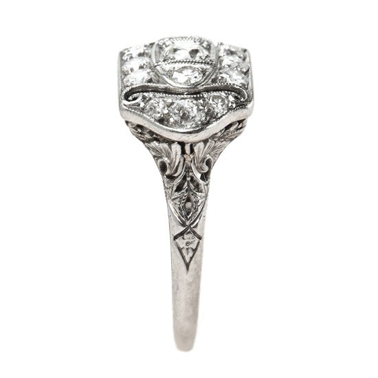 Beautifully Crafted Edwardian Era Platinum and Diamond Engagement Ring | Thacher from Trumpet & Horn