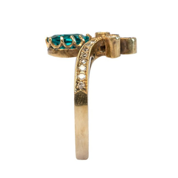 Vintage inspired emerald tiara ring from Trumpet & Horn