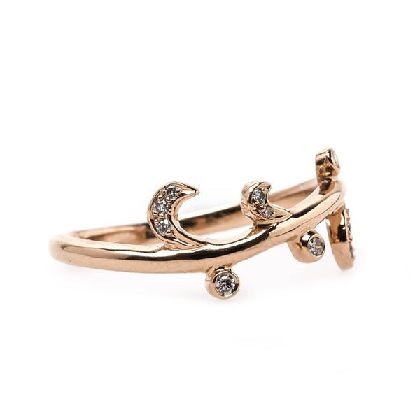 Vintage Inspired 18K Rose Gold Ring with Diamond Accents | Van Gogh from Trumpet & Horn
