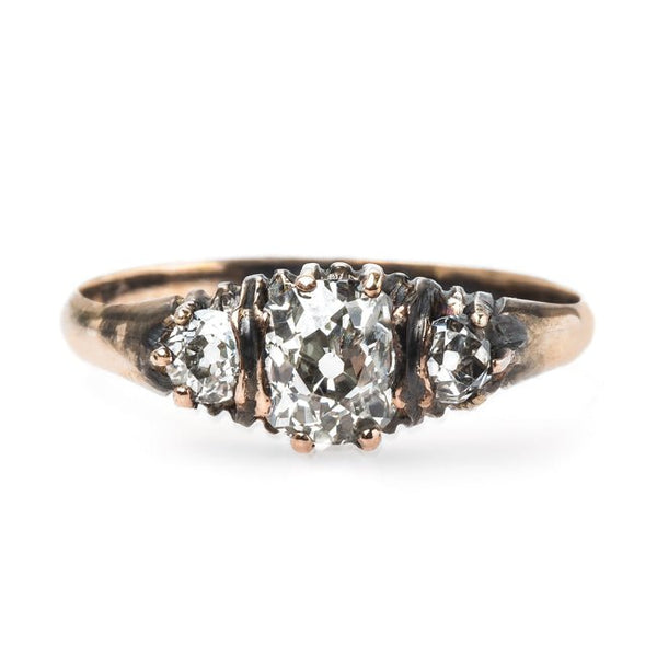 Wonderful Oxidized Victorian Era Engagement Ring with Three Stone Diamond Combination | Elysian Park from Trumpet & Horn