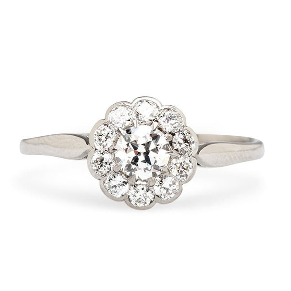 Vintage Diamond Cluster Engagement Ring | Edwardian Diamond Halo Engagement Ring