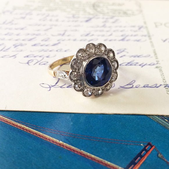 Antique Sapphire Engagement Ring | Victorian Sapphire Engagement Ring 