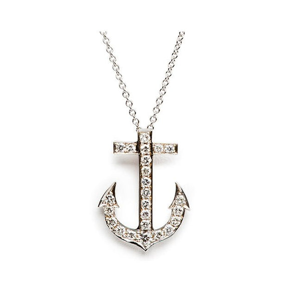 Vintage Inspired Diamond Anchor Pendant