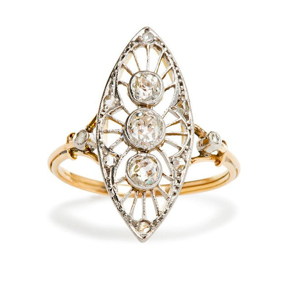vintage Edwardian three stone diamond engagement ring