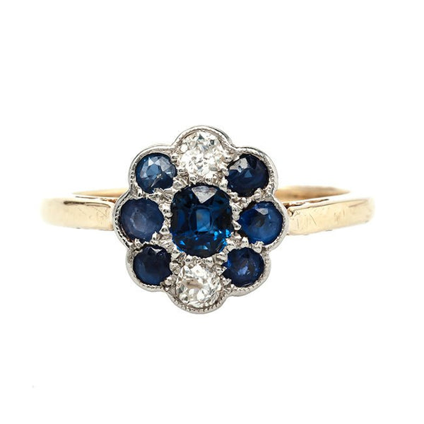Birmingham vintage Edwardian sapphire and diamond ring from Trumpet & Horn