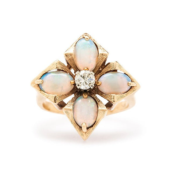 vintage diamond opal cocktail ring