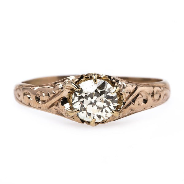 Intricate Rose Gold Victorian Era Solitaire Engagement Ring | Austell from Trumpet & Horn