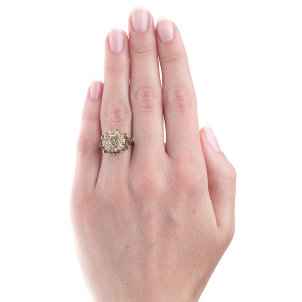 Fancy Yellow Diamond Ring with Old Mine Cut Halo | Wake Forest from Trumpet & Horn