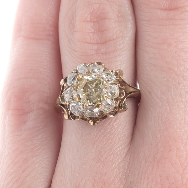 Fancy Yellow Diamond Ring with Old Mine Cut Halo | Wake Forest from Trumpet & Horn