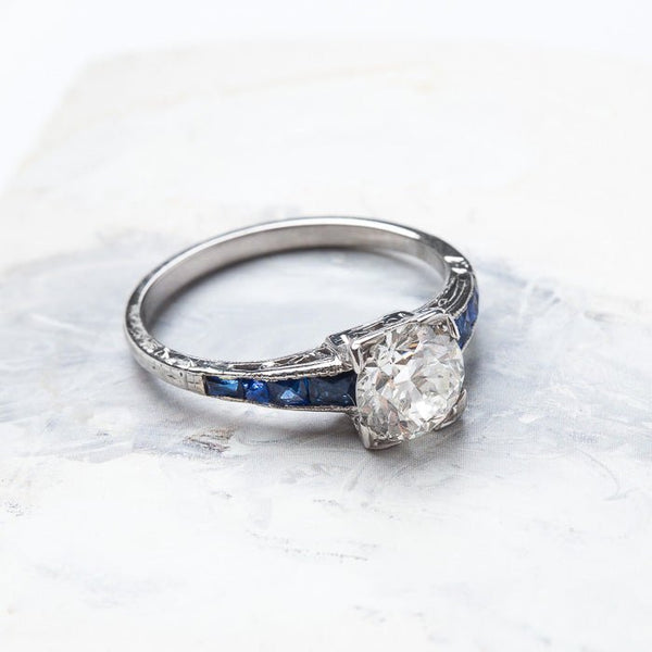 Incredible Art Deco Ring with Sapphire Shoulders | Windermere from Trumpet & Horn
