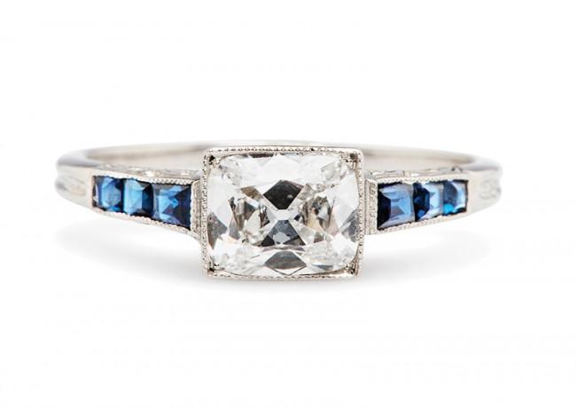 Friday Favorite:  Kimball Vintage Diamond and Sapphire Engagement Ring