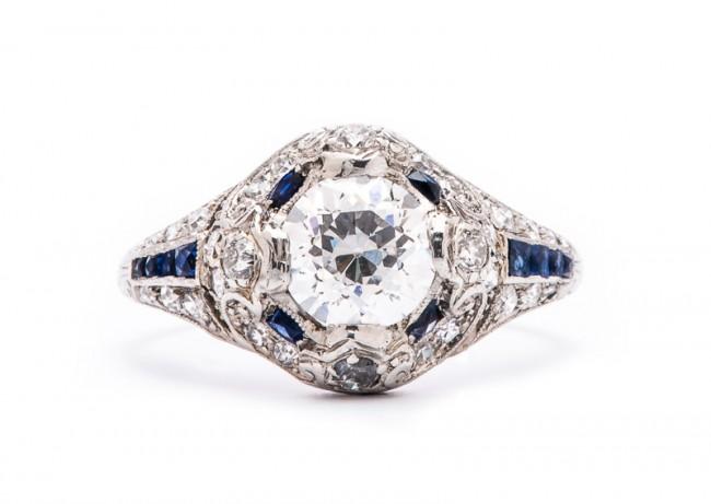 Friday Favorite:  Mulberry Vintage Diamond and Sapphire Engagement Ring