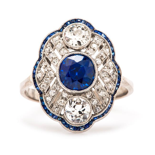 Friday Favorite:  Vienna Edwardian Diamond and Sapphire Engagement Ring