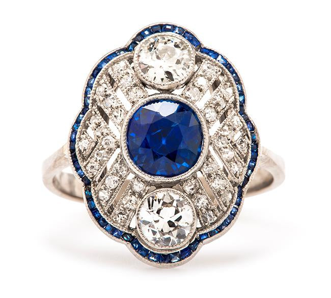 Friday Favorite:  Vienna Edwardian Diamond and Sapphire Engagement Ring
