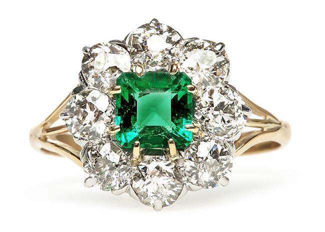 Our Favorite Vintage Emerald Engagement Ring for St. Patrick's Day!