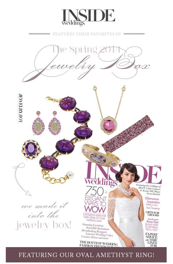 T&H Amethyst Ring Featured in Inside Weddings Magazine!