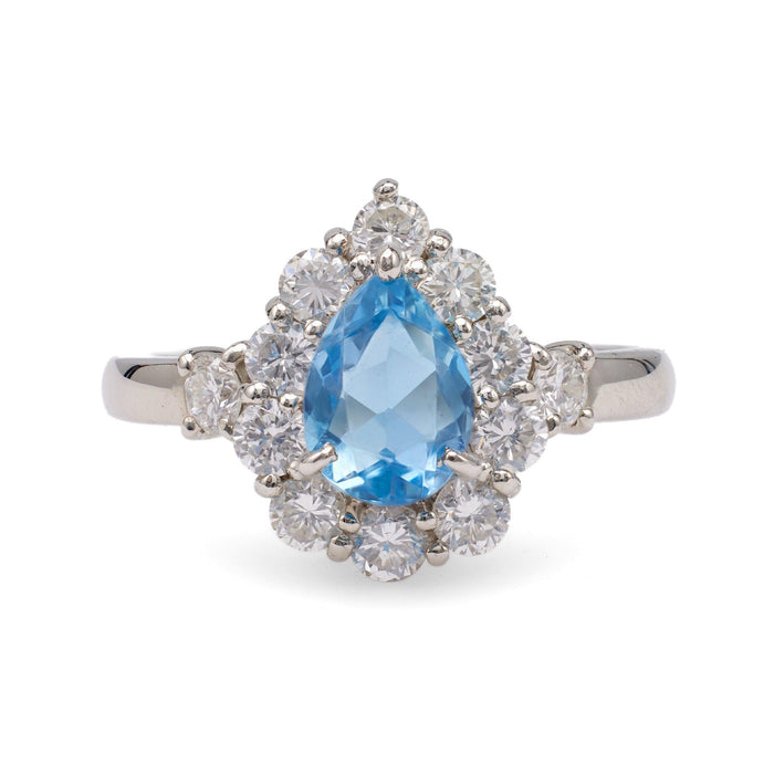 1.01 Carat Aquamarine and Diamond Platinum Cluster Ring