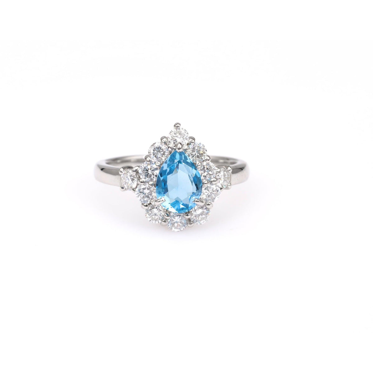 1.01 Carat Aquamarine and Diamond Platinum Cluster Ring