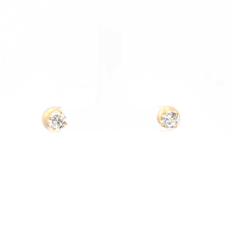 1.32 Carat Total Weight Diamond 18k Yellow Gold Stud Earrings