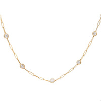 14k Yellow Gold Diamonds By The Yard Paperclip Necklace