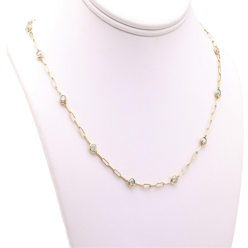 14k Yellow Gold Diamonds By The Yard Paperclip Necklace