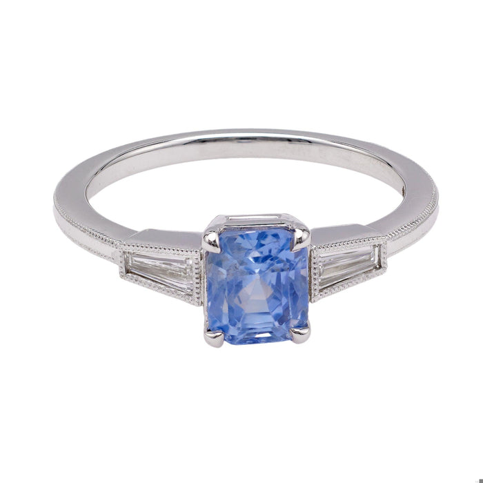 1.63 Carat Sapphire and Diamond 18k White Gold Ring