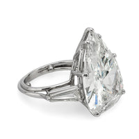 Huge GIA 13.37 carat pear shape diamond platinum engagement ring