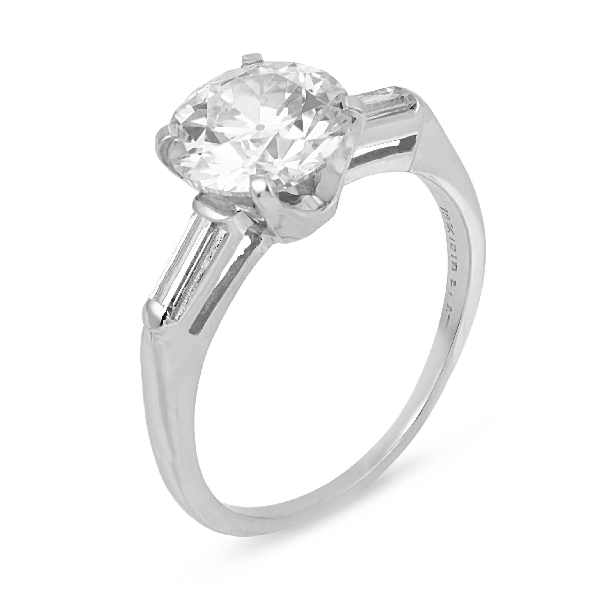 Mid Century GIA 2.21 carat Old European cut diamond platinum engagement ring
