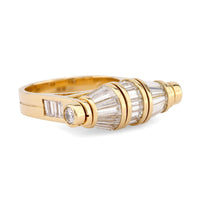 Trendy 4 carat total weight diamond 18k yellow gold spinner ring