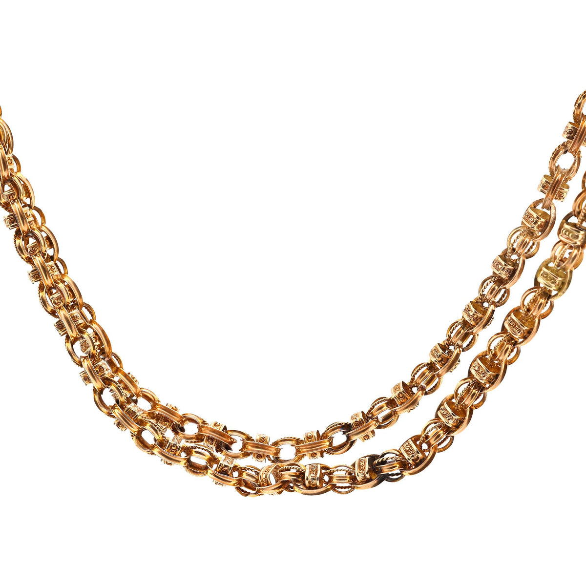 Victorian 14k yellow gold long necklace