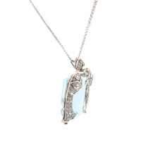 Art Deco French 42 carat aquamarine diamond platinum necklace