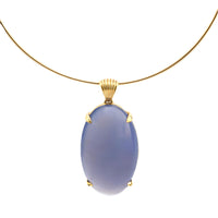 Vintage 175 carat cabochon chalcedony 18k yellow gold wire necklace