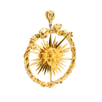 Julius Cohen fancy yellow diamond 18k gold sun pendant